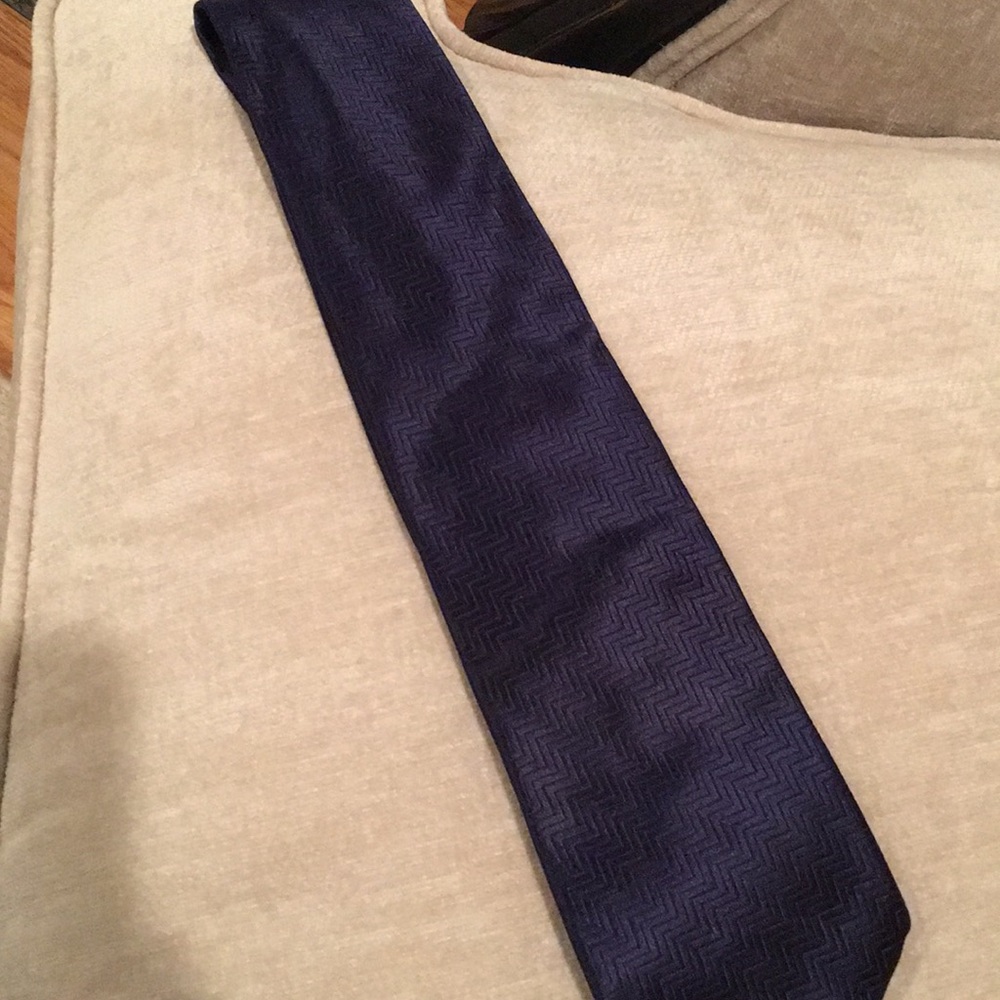 Silk tie by Robert Talbott. Navy.